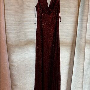 Cachet Deep Red Sequin Maxi Dress
